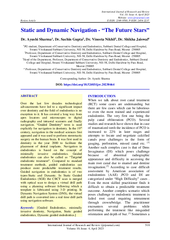 (PDF) Static and Dynamic Navigation - “The Future Stars”