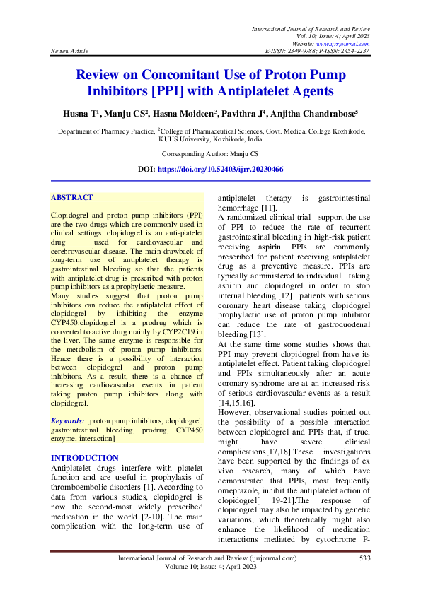 (PDF) Review on Concomitant Use of Proton Pump Inhibitors [PPI] with ...