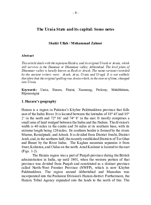 (PDF) The Uraśa State and its capital: Some notes