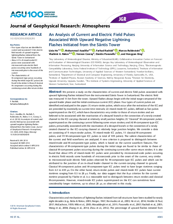 (PDF) An Analysis of Current and Electric Field Pulses Associated With ...