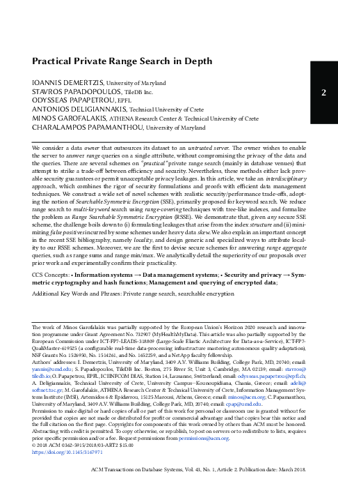 (PDF) Practical Private Range Search in Depth