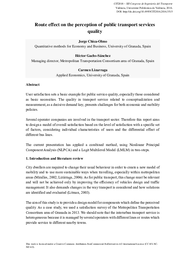 (PDF) Route effect on the perception of public transport services quality