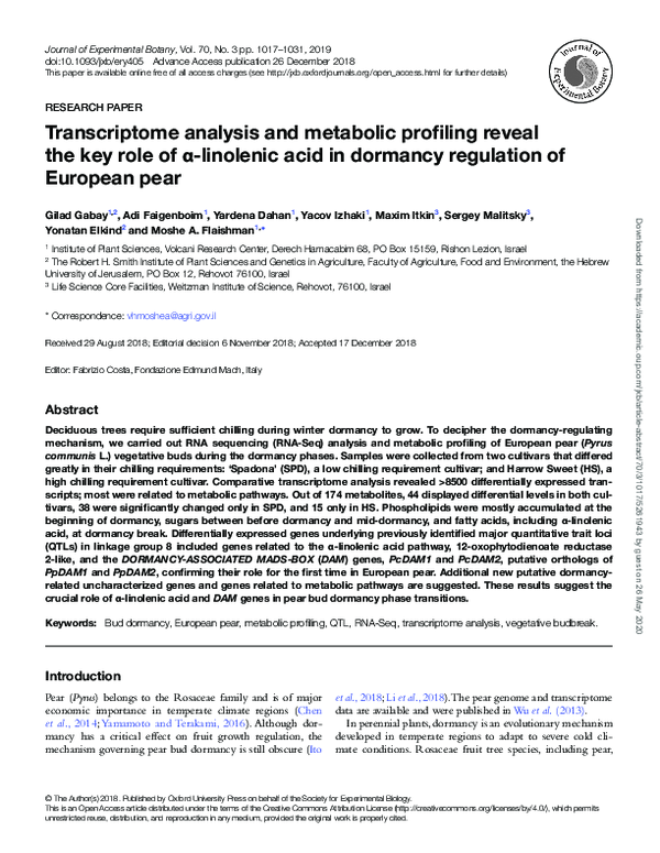(PDF) Transcriptome analysis and metabolic profiling reveal the key ...