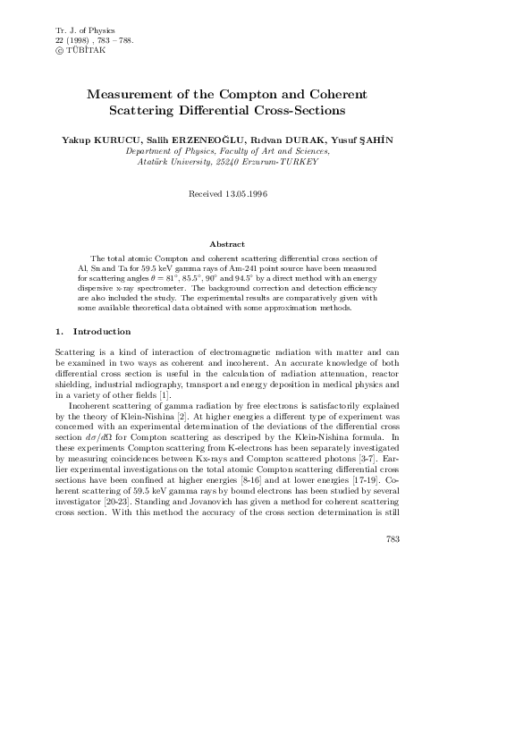 (PDF) Measurement of the Compton and Coherent Scattering Differential ...
