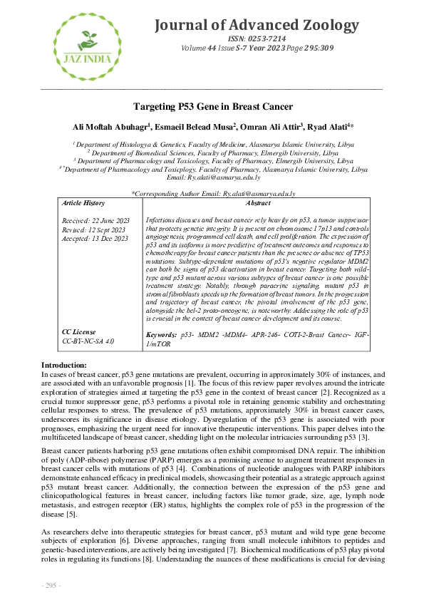 (PDF) Targeting P53 Gene in Breast Cancer
