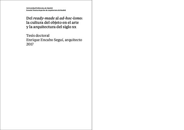(PDF) Del ready-made al ad-hoc-ismo : la cultura del objeto en el arte ...