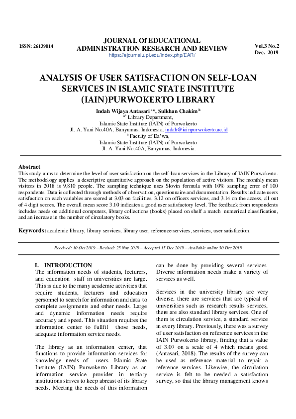 (PDF) Analysis Of User Satisfaction On Self-Loan Services in Islamic ...