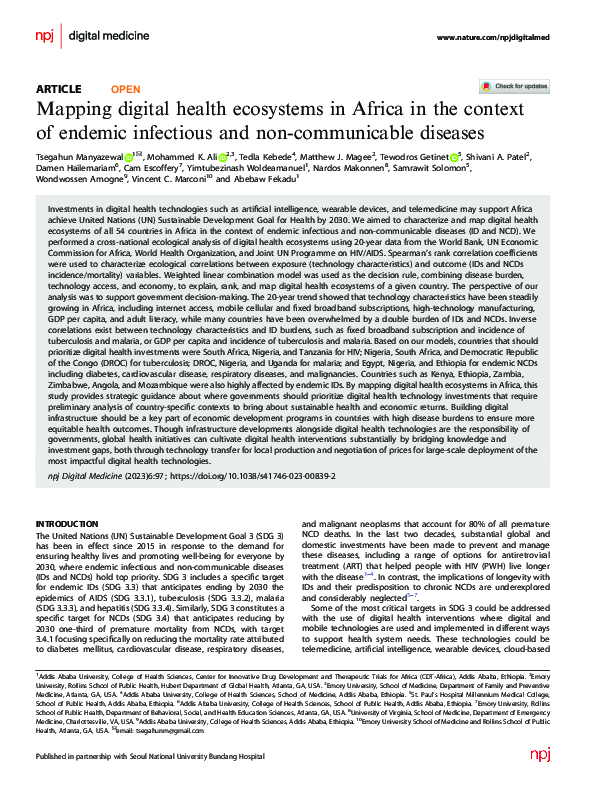 (PDF) Mapping digital health ecosystems in Africa in the context of ...