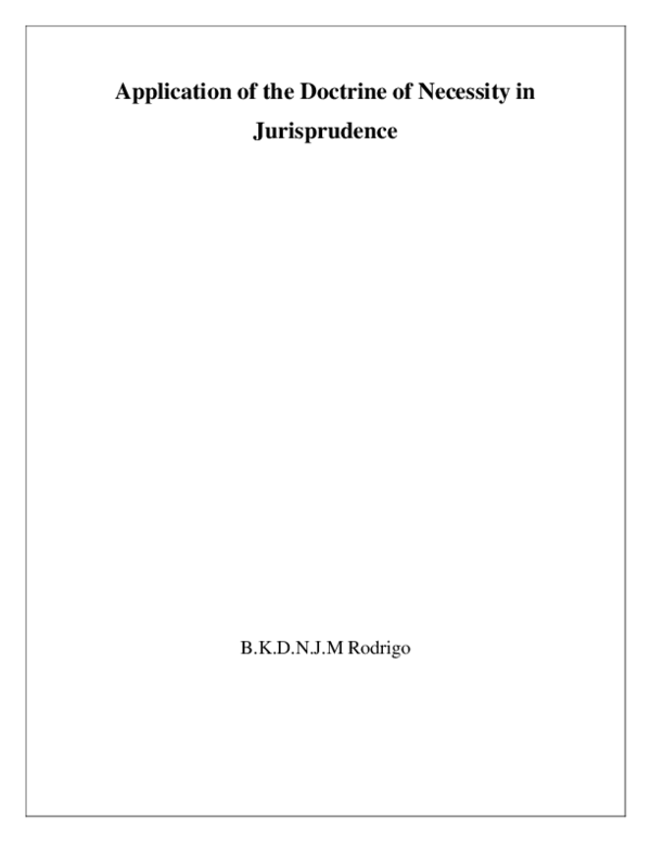 (PDF) Application of the Doctrine of Necessity in Jurisprudence