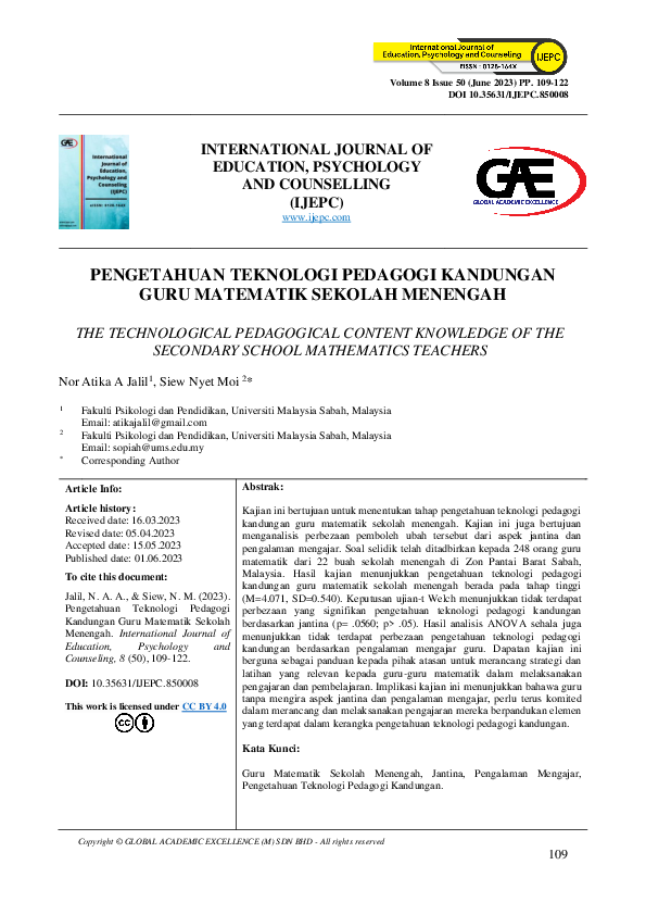 (PDF) The Technological Pedagogical Content Knowledge of the Secondary ...