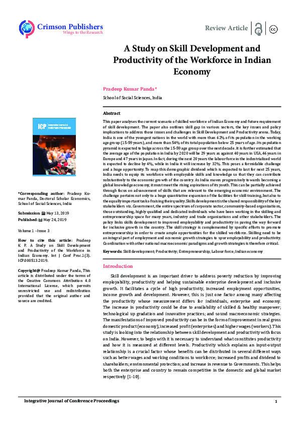 (PDF) A Study on Skill Development and Productivity of the Workforce in ...