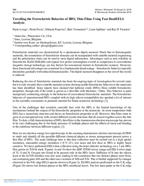 (PDF) Annealing behavior of ferroelectric Si-doped HfO2 thin films