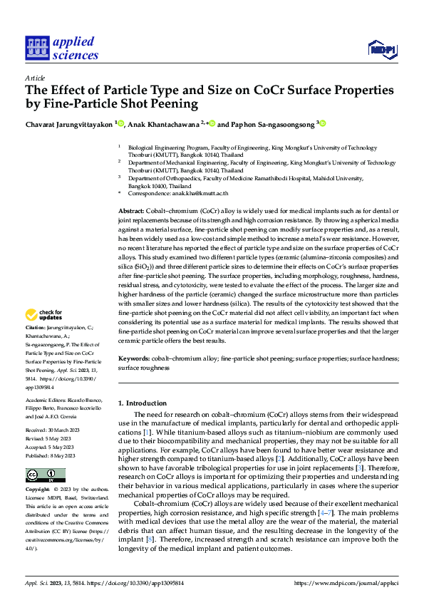 (PDF) The Effect of Particle Type and Size on CoCr Surface Properties ...