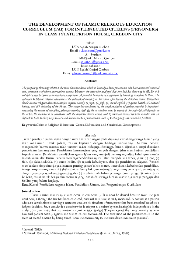(PDF) The Development of Islamic Religious Education Curriculum (PAI ...