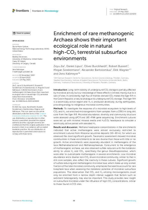 (PDF) Enrichment of rare methanogenic Archaea shows their important ...