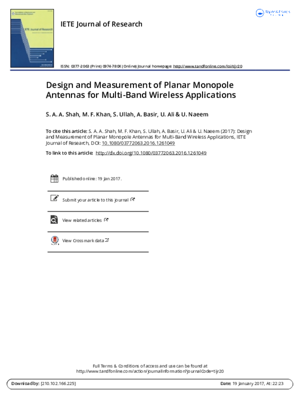 (PDF) Design and Measurement of Planar Monopole Antennas for Multi-Band ...