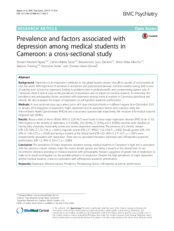 (PDF) Prevalence and factors associated with depressive symptoms among ...