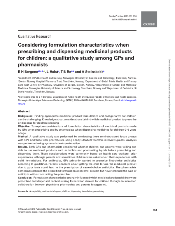 (PDF) Considering formulation characteristics when prescribing and ...