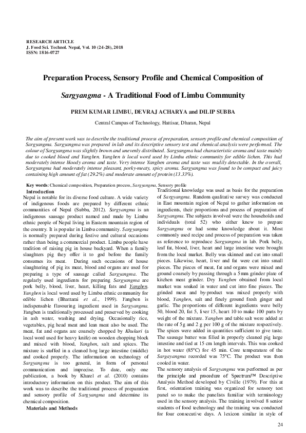 (PDF) Preparation Process, Sensory Profile And Chemical Composition of ...