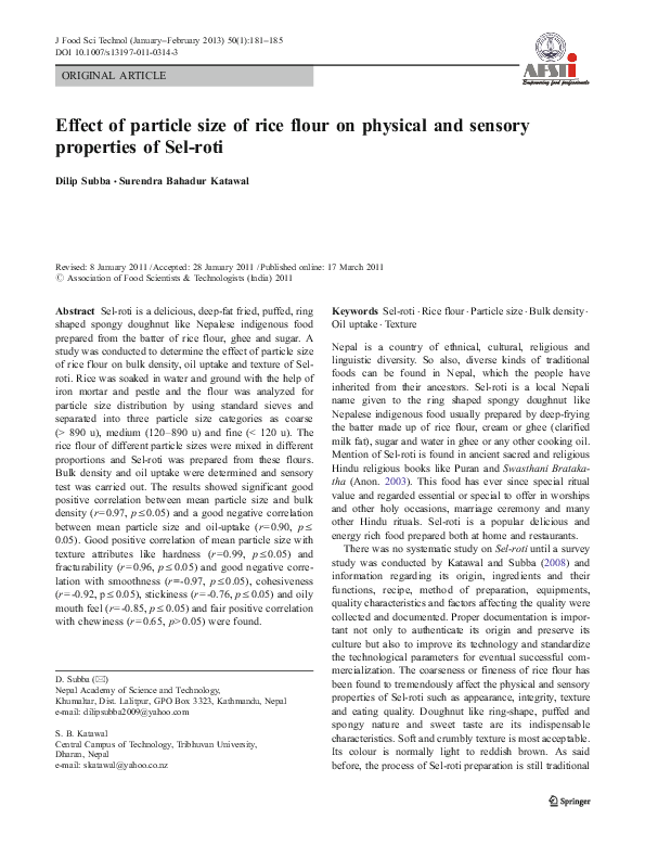 (PDF) Effect of particle size of rice flour on physical and sensory ...