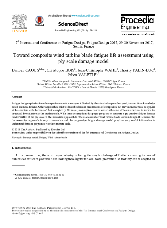 (PDF) Toward composite wind turbine blade fatigue life assessment using ...