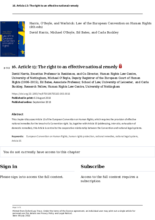 (PDF) 16. Article 13: The right to an effective national remedy