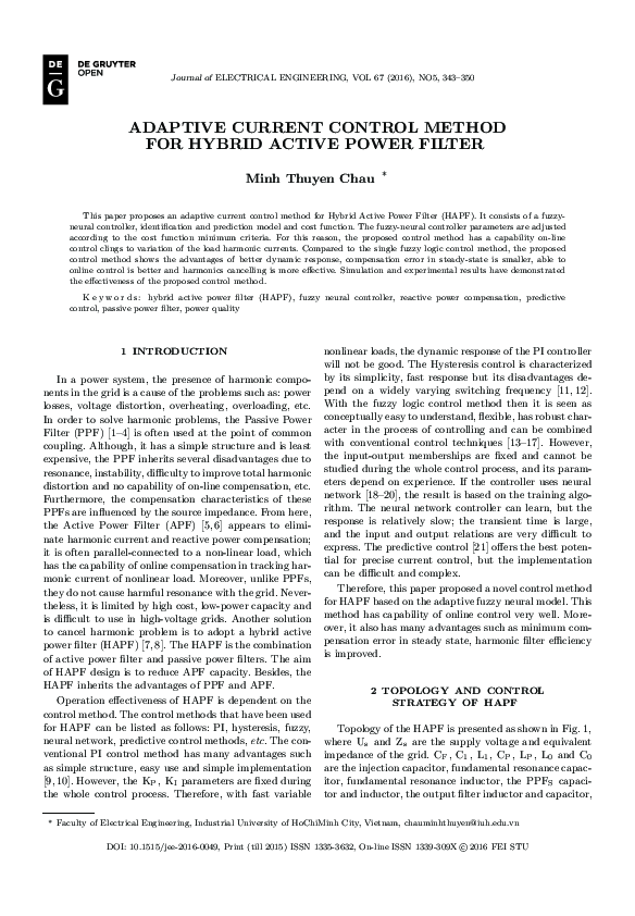 (PDF) Adaptive Current Control Method for Hybrid Active Power Filter