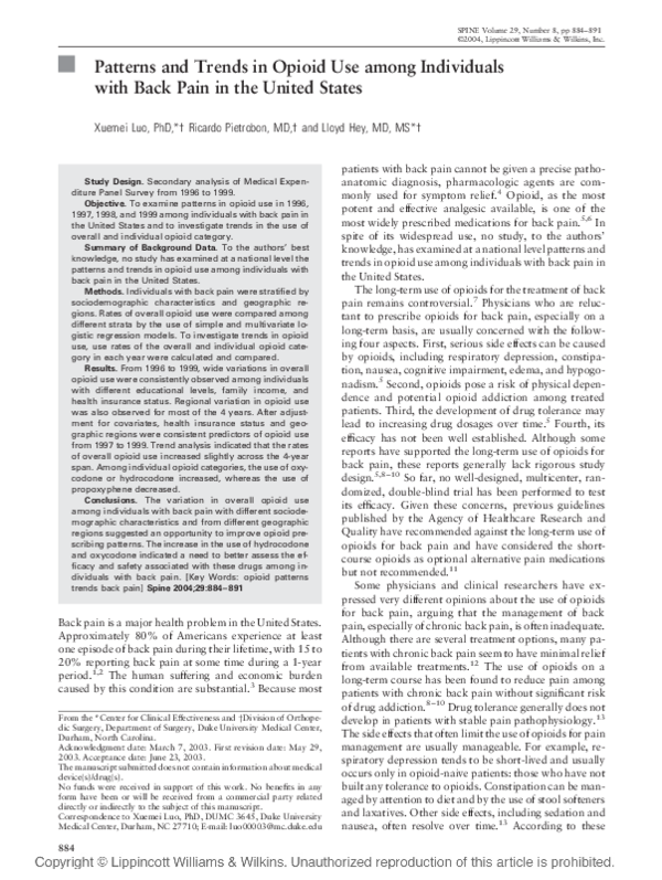 (PDF) Patterns and Trends in Opioid Use among Individuals with Back ...