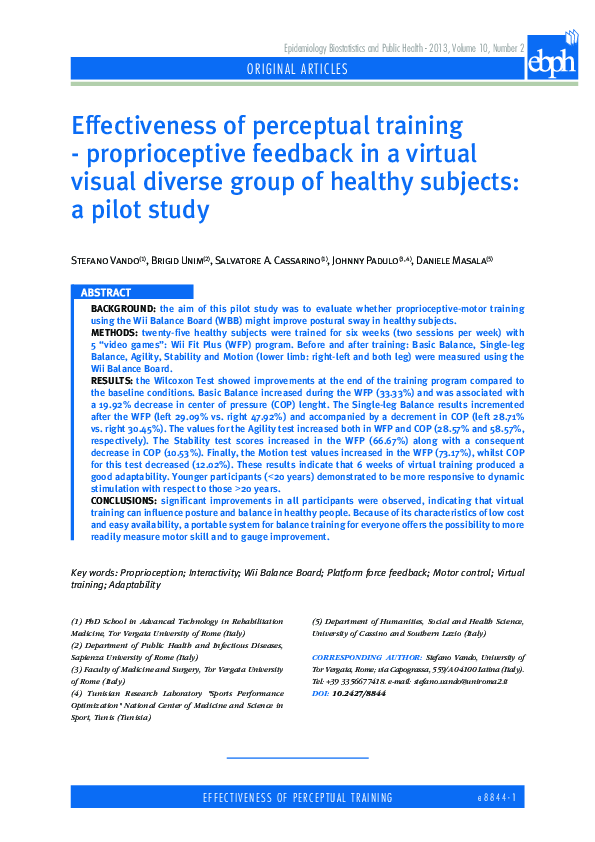 (PDF) Effectiveness of a perceptual - proprioceptive training with ...