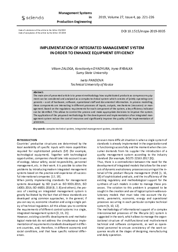 (PDF) Implementation of Integrated Management System in Order to ...