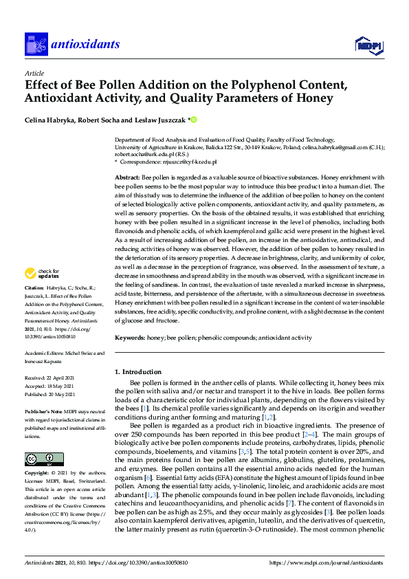 (PDF) Effect of Bee Pollen Addition on the Polyphenol Content ...