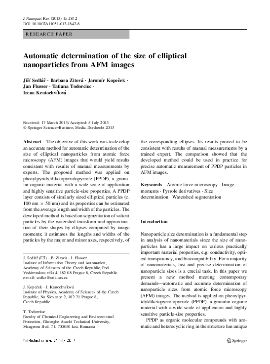 (PDF) Automatic determination of the size of elliptical nanoparticles ...