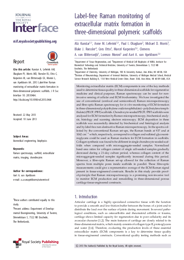 (PDF) Label-free Raman monitoring of extracellular matrix formation in ...