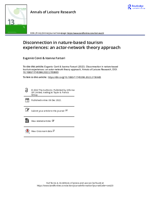 (PDF) Disconnection in nature-based tourism experiences: an actor ...