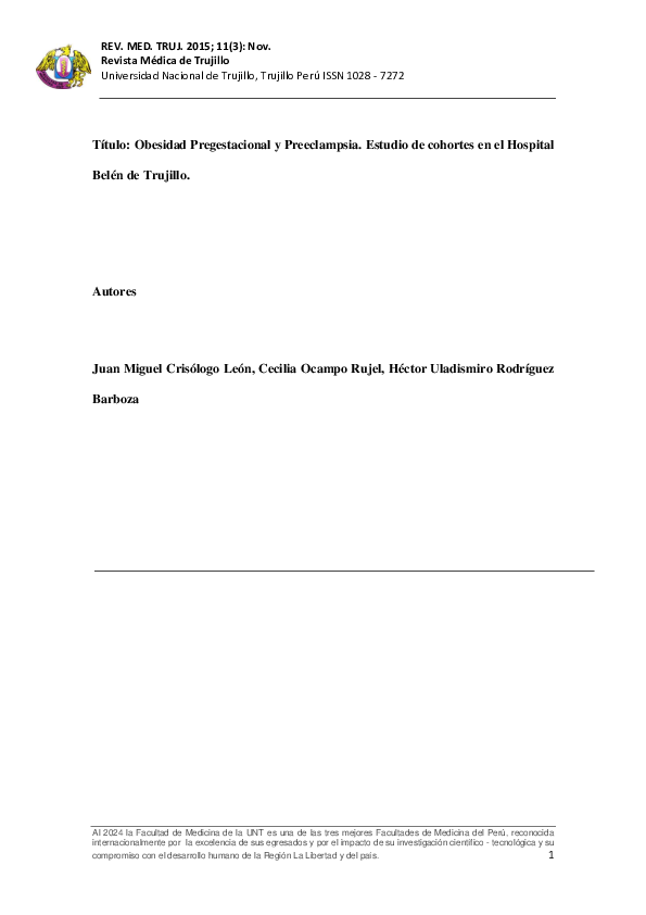OBESIDAD PREGESTACIONAL y PREECLAMPSIA
