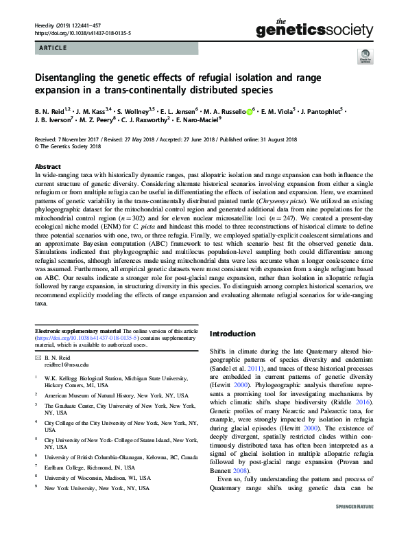 (PDF) Disentangling the genetic effects of refugial isolation and range ...
