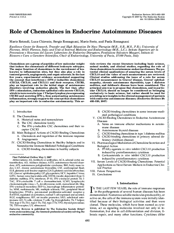 (PDF) Role of Chemokines in Endocrine Autoimmune Diseases