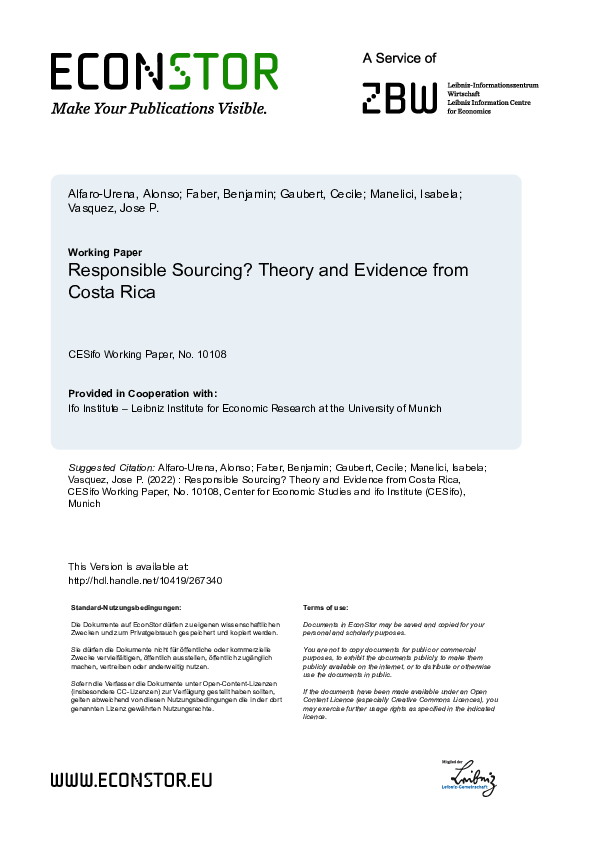 (PDF) Responsible Sourcing? Theory and Evidence from Costa Rica