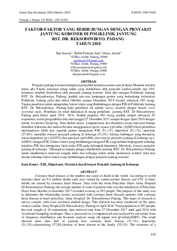 (PDF) Faktor-Faktor Yang Berhubungan Dengan Prnyakit Jantung Koroner DI ...