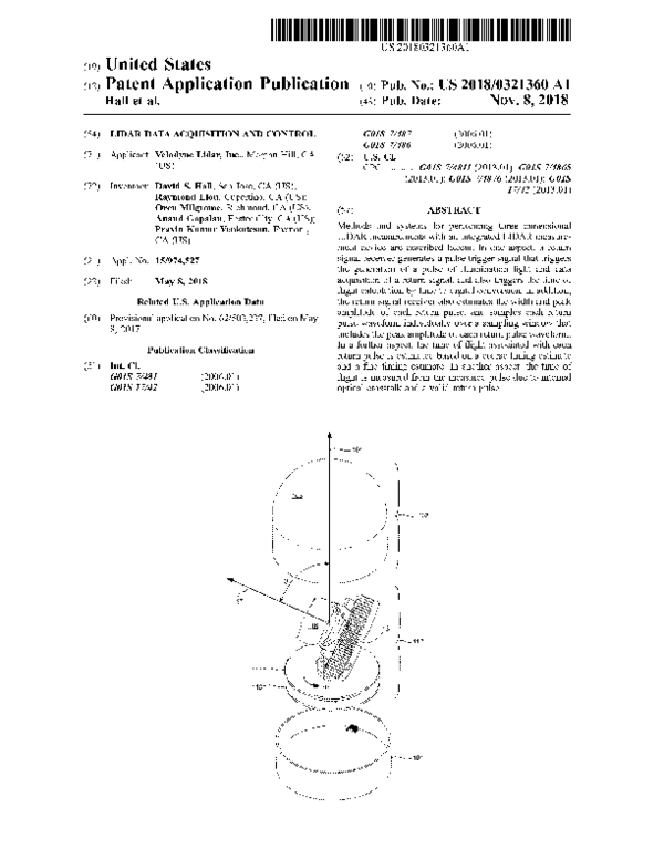 (PDF) LIDAR Data Acquisition And Control: Patent US20180321360A