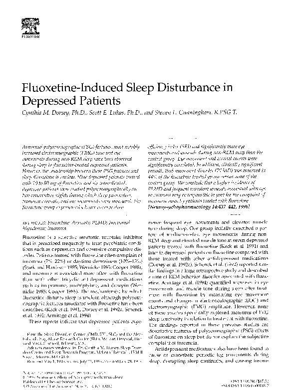 (PDF) Fluoxetine-Induced Sleep Disturbance in Depressed Patients
