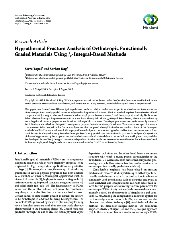 (PDF) Hygrothermal Fracture Analysis of Orthotropic Functionally Graded ...