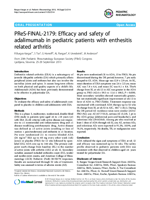 (PDF) PReS-FINAL-2179: Efficacy and safety of adalimumab in pediatric ...