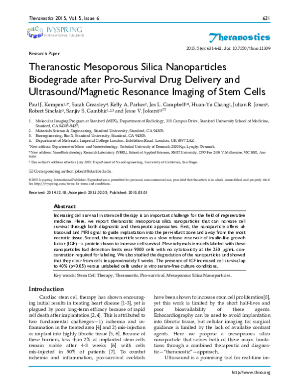(PDF) Theranostic mesoporous silica nanoparticles made of multi-nuclear ...