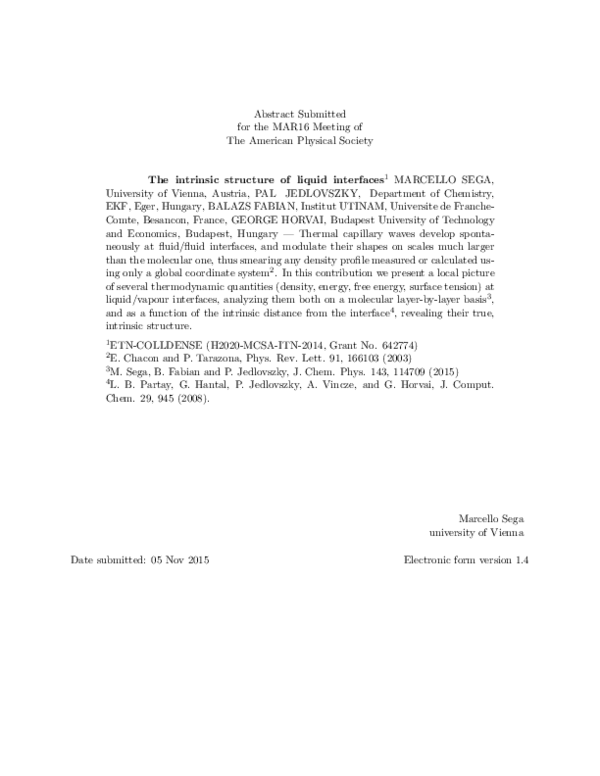 (PDF) The intrinsic structure of liquid interfaces
