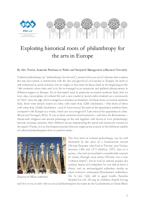 (PDF) Exploring historical roots of philanthropy for the arts in Europe