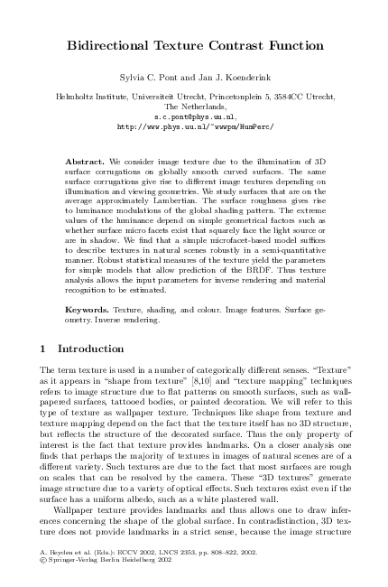 (PDF) Bidirectional Texture Contrast Function | Sylvia Pont - Academia.edu