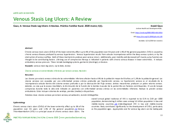 (PDF) Venous Stasis Leg Ulcers: A Review