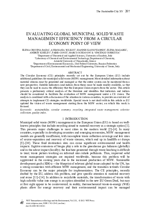 (PDF) Evaluating Global Municipal Solid Waste Management Efficiency ...