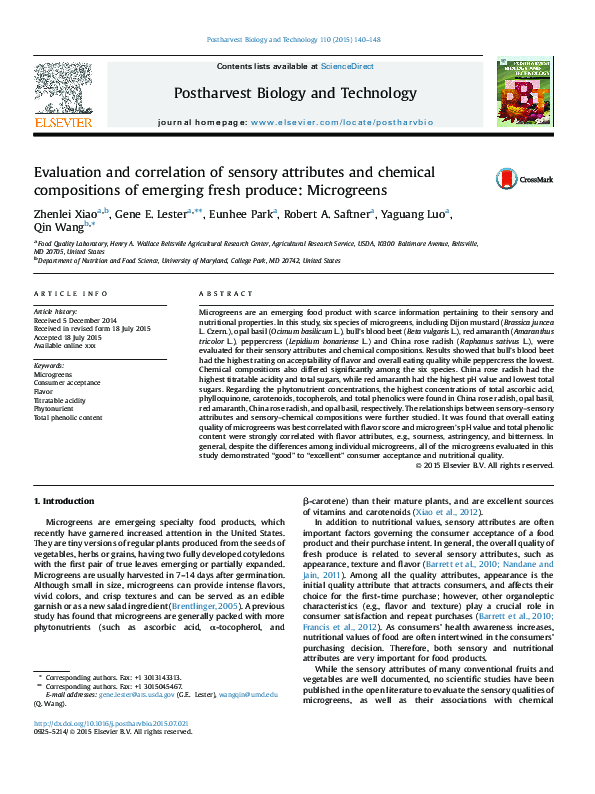 (PDF) Evaluation and correlation of sensory attributes and chemical ...